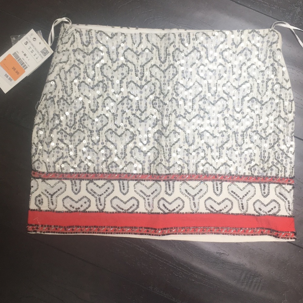 Beautiful Silver Sequins White Skirt